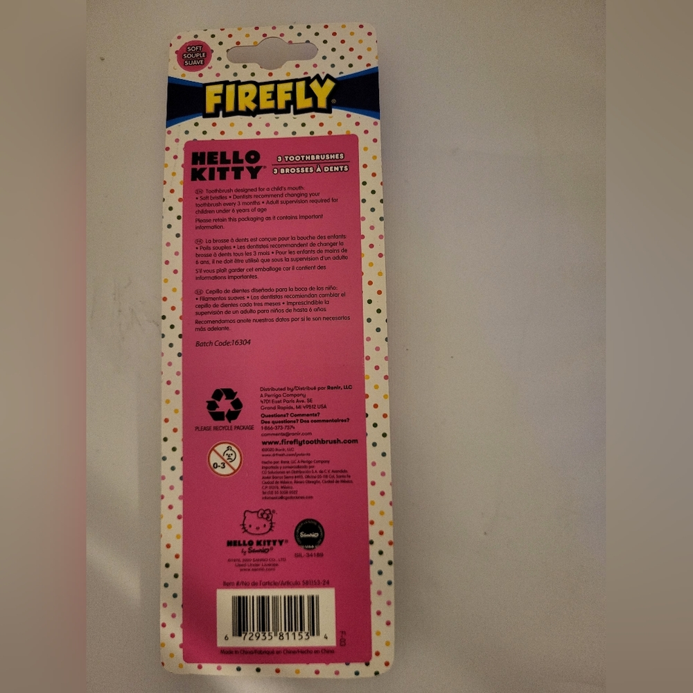 Dr. Fresh Firefly Hello Kitty Toothbrush, Soft (3Pack) Collection - Picture 2 of 3